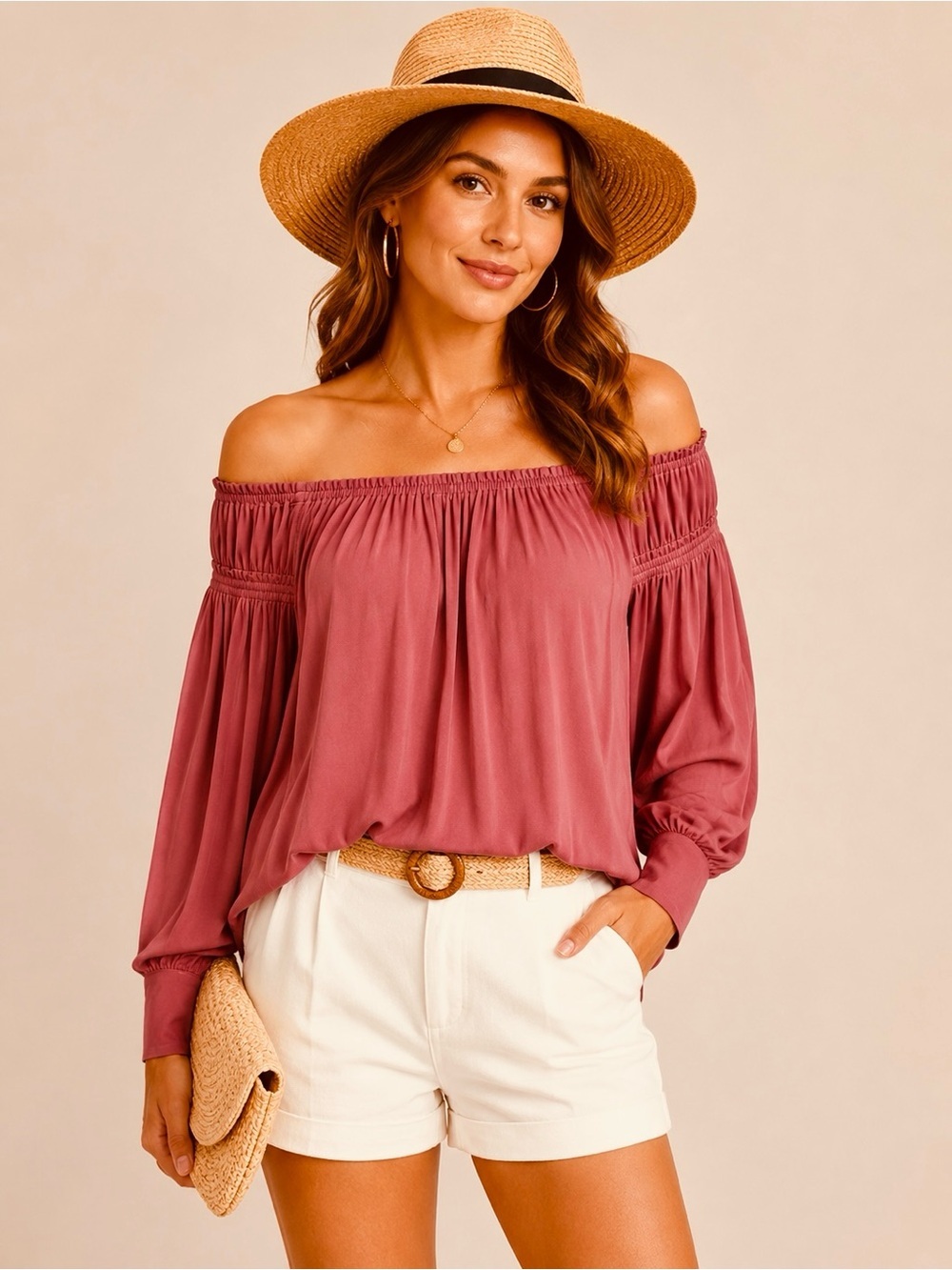 YFB Young Fabulous & Broke Dusty Rose Off Shoulder Tunic Dress Boho Size M